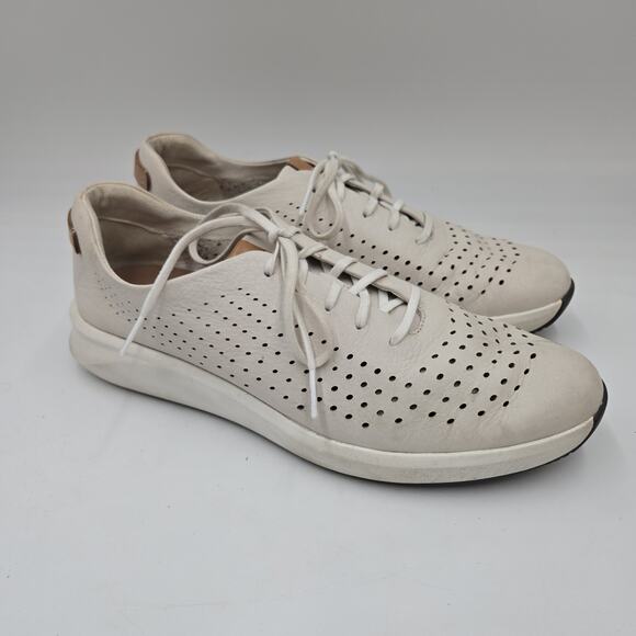 Clarks Unstructured Shoes Womens 9.5 M Un Rio Tie Perf Sneakers Cream Editorial - Picture 1 of 8